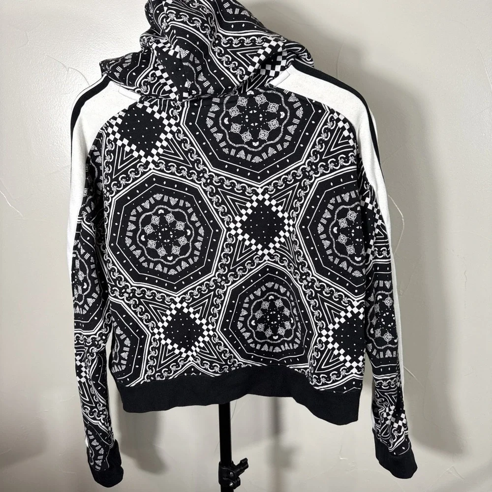 Adidas Womens Cropped Hoodie‎ Size Small  Black White Long Sleeve Pullover